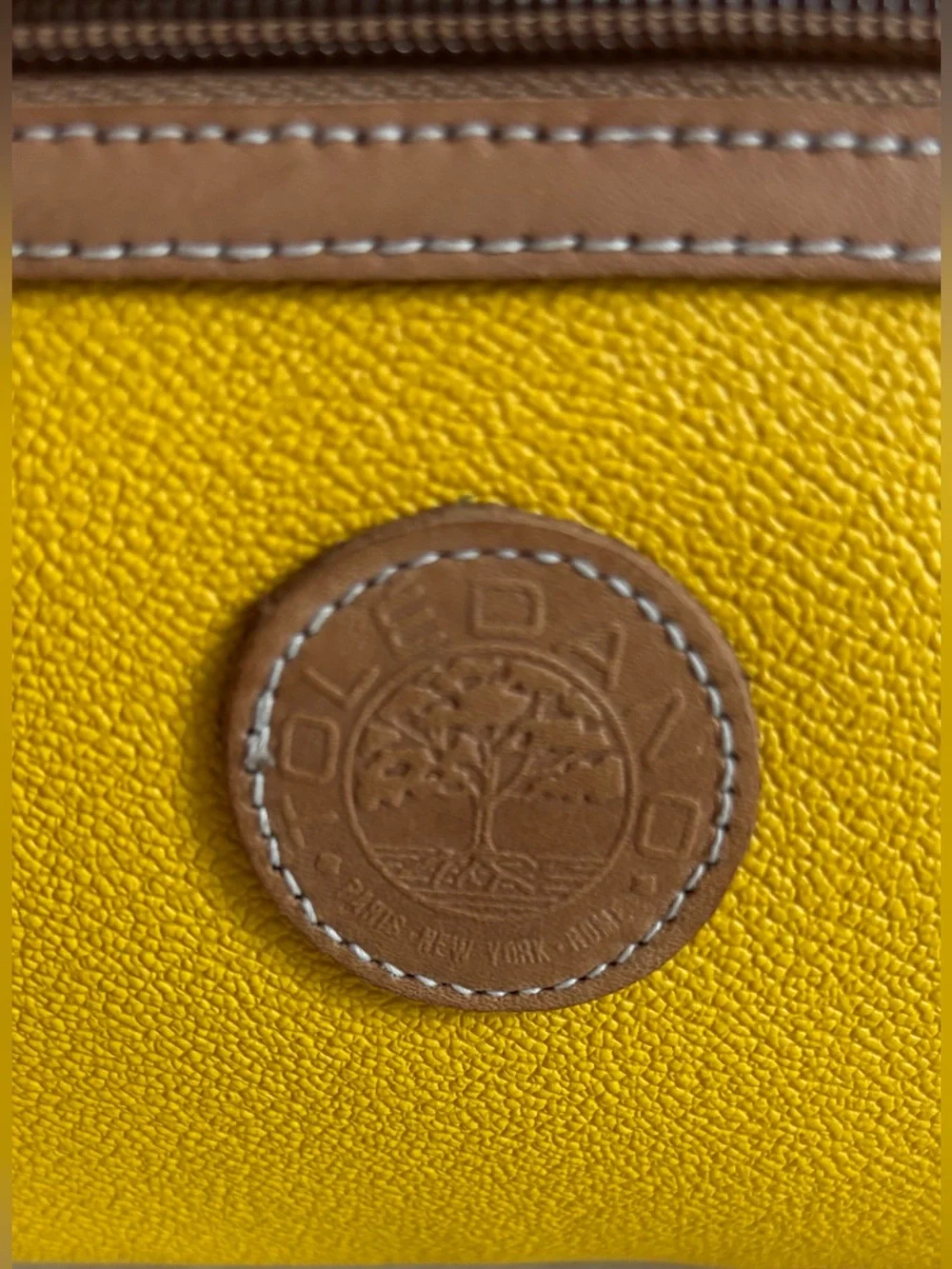 Yellow Wristlet Clutch with Brown Trim